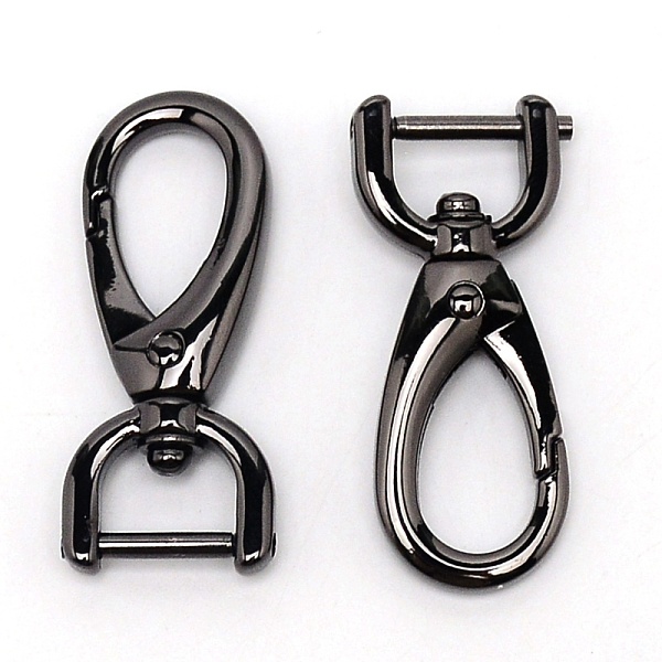 

PandaHall Alloy Swivel Clasps, Swivel Snap Hook, for Bag Replacement Accessories, Gunmetal, 47x20.5x7.5mm, Hole: 5.5x13mm Alloy
