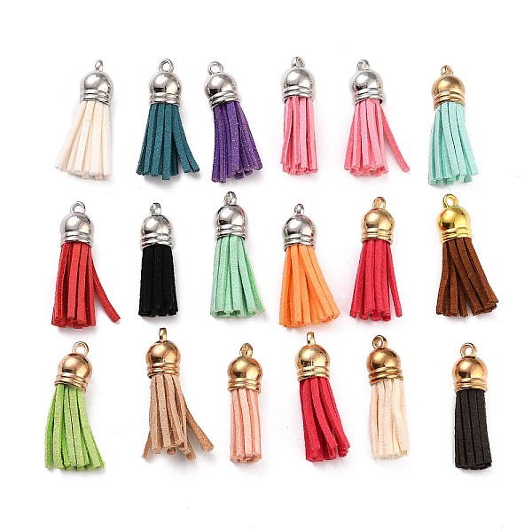 

PandaHall (Defective Closeout Sale: Oxidized)Faux Suede Tassel Pendant Decorations, with CCB Plastic Cord Ends, Mixed Color, 38x15mm, Hole..., Multicolor