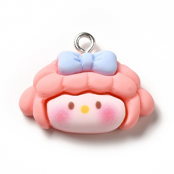 

PandaHall Opaque Resin Pendants, with Platinum Tone Iron Loops, Girl Charm, Light Coral, 19.5x25x8mm, Hole: 2.2mm Iron+Resin Human