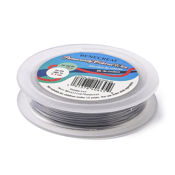 

PandaHall Round Copper Wire for Jewelry Making, Gunmetal, 24 Gauge, 0.5mm, about 15m/roll Copper Round