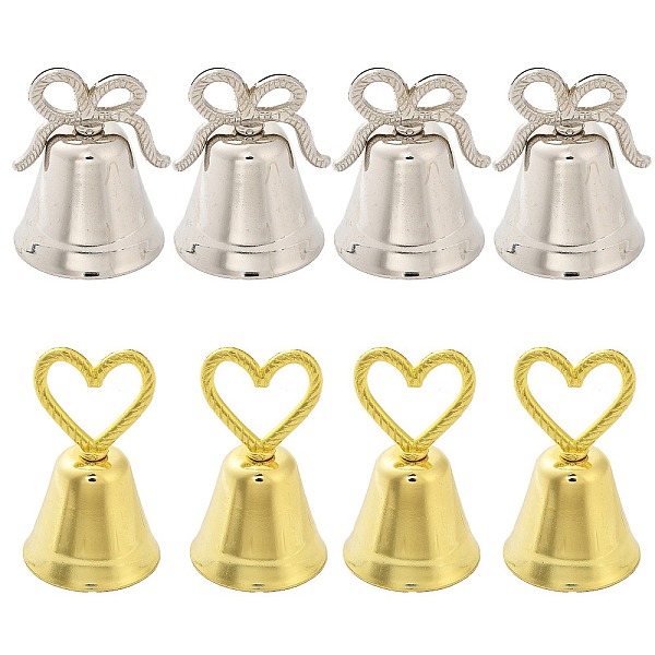 

PandaHall CHGCRAFT 8Pcs 2 Styles Heart/Bowknot & Bell Alloy Memo Clip, Message Note Photo Stand Holder, for Wedding Decoration, Platinum &...
