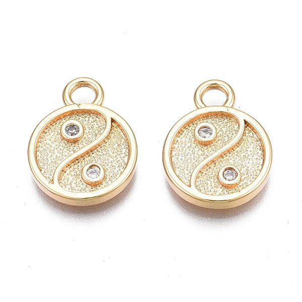 

PandaHall Brass Micro Pave Cubic Zirconia Pendants, Nickel Free, Real 18K Gold Plated, Flat Round, Clear, 16.5x12.5x2mm, Hole: 3mm...