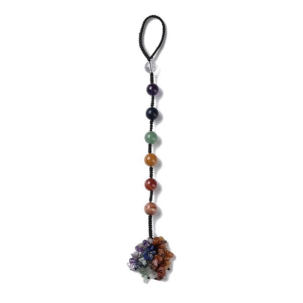 

PandaHall 7 Chakra Round Natural Gemstone Pendant Decoration, Braided Thread and Gemstone Chip Tassel Hanging Ornaments, 250mm Mixed Stone...