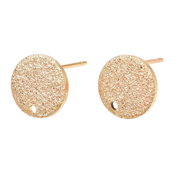 

PandaHall Brass Stud Earring Findings, with Hole, Cadmium Free & Nickel Free & Lead Free, Flat Round, Golden, 10mm, Hole: 1.2mm, Pin: 0.8mm...