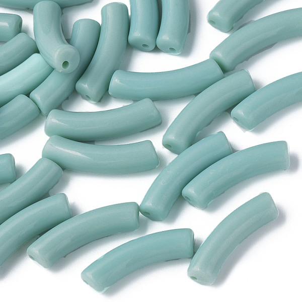 

PandaHall Opaque Acrylic Beads, Curved Tube, Aquamarine, 32x10x8mm, Hole: 1.8mm Acrylic Tube Green