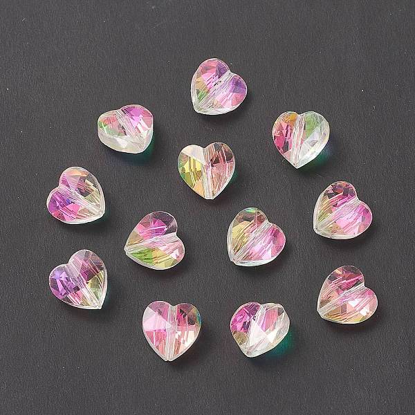 

PandaHall Transparent Glass Beads, Faceted, Heart, Clear AB, 10x10x7mm, Hole: 1~1.2mm Glass Heart White