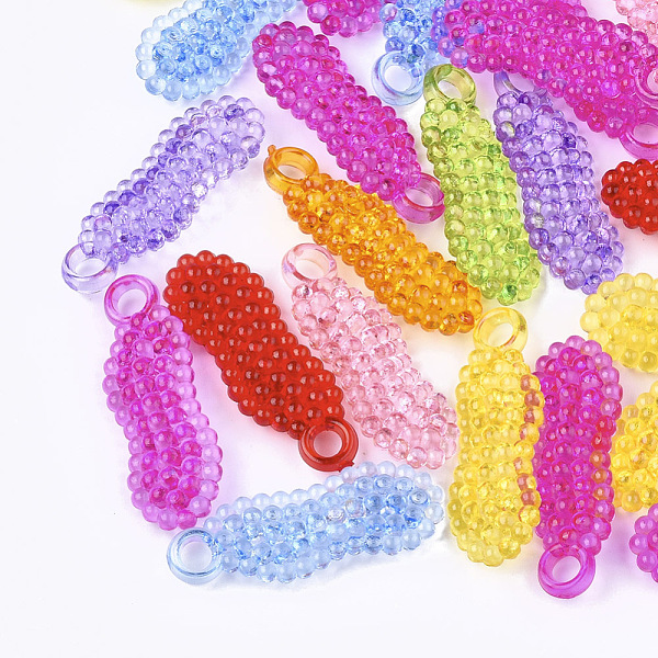 

PandaHall Transparent Acrylic Pendants, Morus Alba, Mixed Color, 33x12x6mm, Hole: 3.5mm, about 440pcs/500g Acrylic Fruit Multicolor