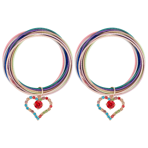 

PandaHall BENECREAT 2Pcs Iron Stretch Chains Multi-strand Bracelets Set, Guitar String Coil Bracelets with Brass Rhinestone Heart Charms...