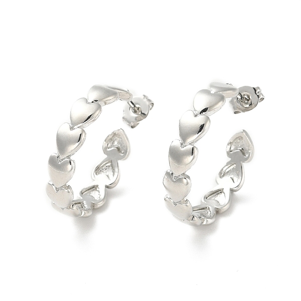 

PandaHall Rack Plating Brass Heart Wrap Stud Earrings, Half Hoop Earrings for Women, Cadmium Free & Lead Free, Platinum, 22x5mm, Pin: 0.8mm...
