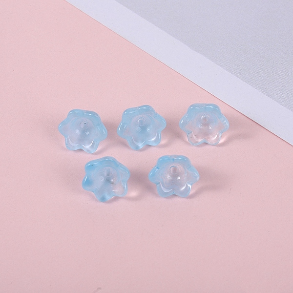 

PandaHall Glass Beads, Lily Flower, Light Sky Blue, 12x8mm, Hole: 1.4mm Glass Flower