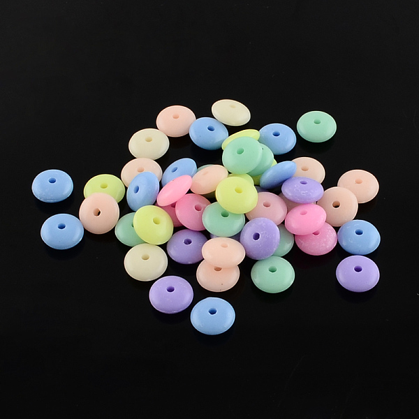 

PandaHall Donut Solid Color Opaque Acrylic Beads, Mixed Color, 10x4mm, Hole: 2mm, about 180pcs/50g Acrylic Donut Multicolor