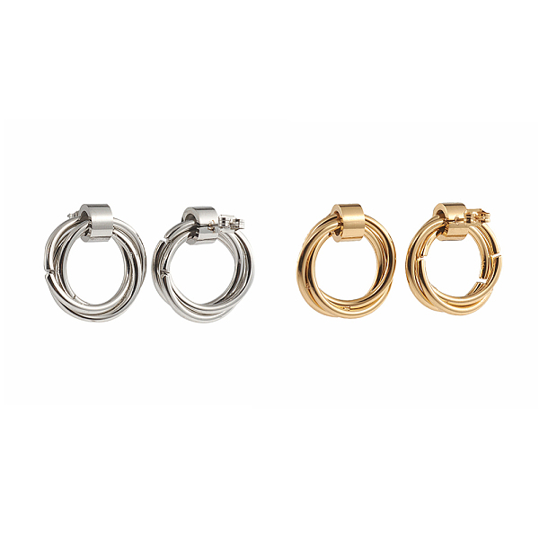 

PandaHall 304 Stainless Steel Ear Studs, Hypoallergenic Earrings, with Earring Backs, Ring, Mixed Color, Ring: 23.5x22x5~7.5mm, Pin: 0.7mm...
