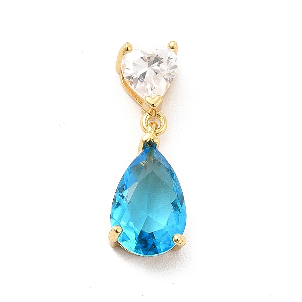 

PandaHall Deep Sky Blue Glass Pendants, with Brass Findings, Teardrop & Heart, Real 18K Gold Plated, 22.5mm, Hole: 4.5x2mm Brass+Glass...