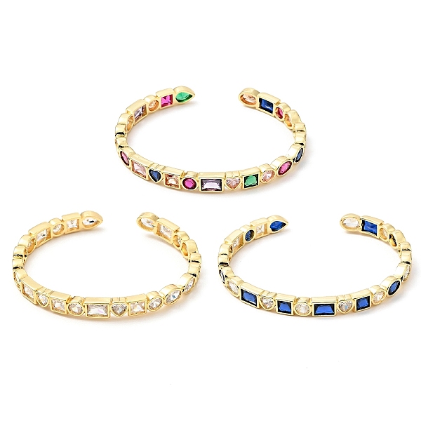 

PandaHall Cubic Zirconia Geometry Open Cuff Bangle, Real 18K Gold Plated Brass Jewelry for Women, Cadmium Free & Nickel Free & Lead Free..., Multicolor