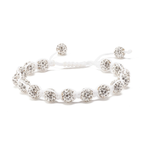 

PandaHall Sparkling Ball Rhinestone Braided Bead Bracelet for Women, Crystal, Inner Diameter: 2~3 1/8 inch(5.2~8cm) Rhinestone White