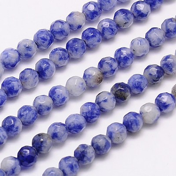 

PandaHall Natural Blue Spot Jasper Beads Strands, Faceted, Round, Blue, 4mm, Hole: 1mm, about 90pcs/strand, 15.35 inch Blue Spot Jasper...