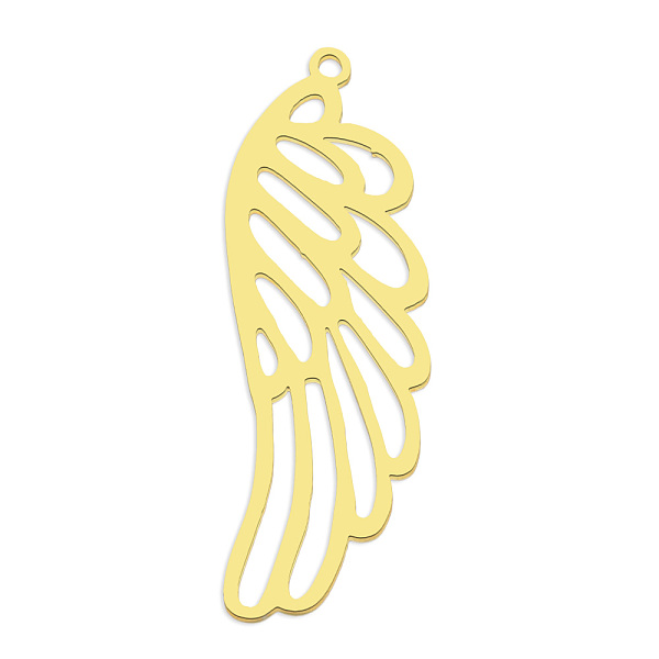 

PandaHall 201 Stainless Steel Pendants, Laser Cut, Vacuum Plating, Wing, Golden, 40x14x1mm, Hole: 1.6mm 201 Stainless Steel Wing