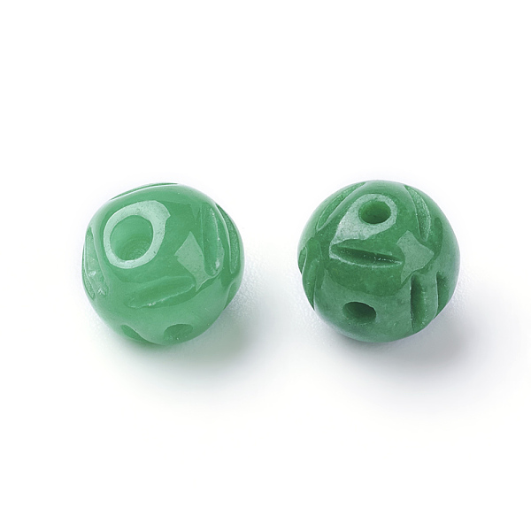 

PandaHall Natural Jade Buddhist Beads, 3 Hole Guru Beads, T-Drilled Beads, Dyed, Round, 7mm, Hole: 1~2.5mm Jade Round