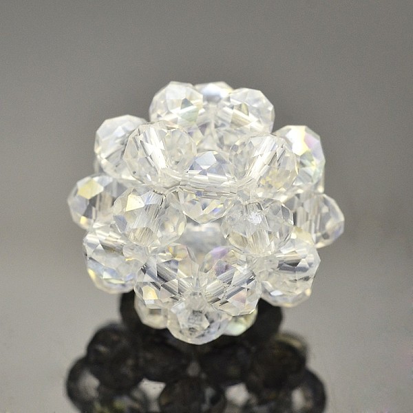 

PandaHall Transparent Glass Crystal Round Woven Beads, Cluster Beads, Clear, 14mm, Beads: 4mm Glass Round Clear