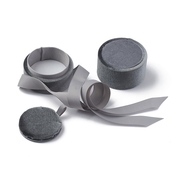 

PandaHall Velvet Jewelry Set Box, with Ribbon and Card Paper, for Necklaces, Column, Gray, 6x5.5cm, Inner Diameter: 5.1cm Velvet Column Gray