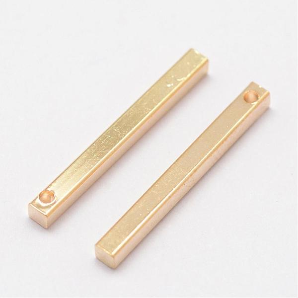 

PandaHall Rack Plating Brass Pendants, Bar, Golden, 20x2x2mm, Hole: 1mm Brass Rectangle