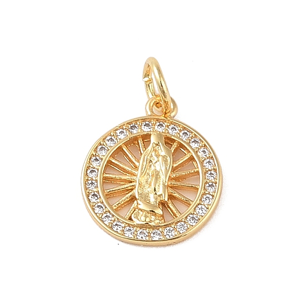 

PandaHall Brass Micro Pave Clear Cubic Zirconia Charms, with Jump Ring, Real 18K Gold Plated, Flat Round, 14x12x1.5mm, Hole: 3mm Brass+Cubic...
