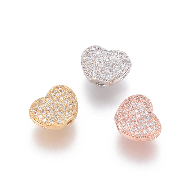 

PandaHall Brass Micro Pave Cubic Zirconia Beads, Hollow, Heart, Clear, Mixed Color, 9x11x5.5mm, Hole: 1.5mm Brass+Cubic Zirconia Heart Clear
