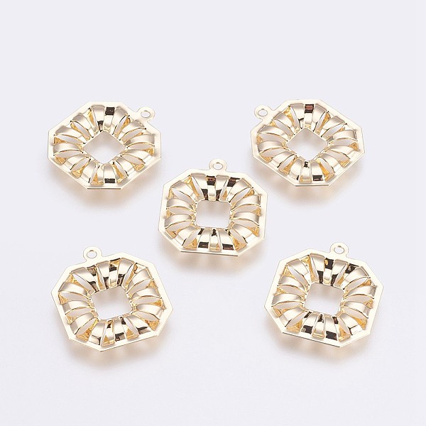 

PandaHall Brass Pendants, Long-Lasting Plated, Square, Nickel Free, Real 18K Gold Plated, 26.5x23x3mm, Hole: 1.8mm Brass Square