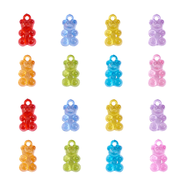 

PandaHall 90Pcs 9 Colors Transparent Acrylic Pendants, Bear, Mixed Color, 21x11.5x7mm, Hole: 2.1mm, 10pcs/color Acrylic Bear Multicolor