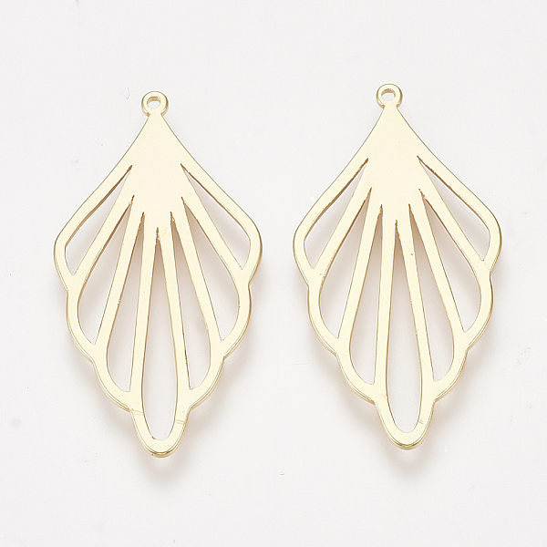 

PandaHall Brass Pendants, Petal, Nickel Free, Real 18K Gold Plated, 31.5x16x1mm, Hole: 0.9mm Brass Flower