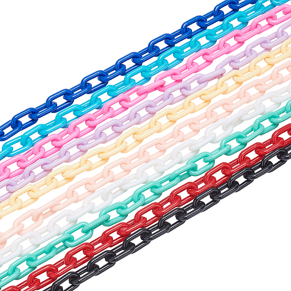 

PandaHall ABS Plastic Cable Chains, Oval, Mixed Color, 13.5~14x8x2mm, 14.9 inch~15.35 inch(38~39cm)/strand, 20strands/set Plastic..., Multicolor