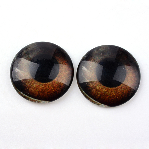 

PandaHall Glass Cabochons for DIY Projects, Half Round/Dome with Dragon Eye Pattern, Coconut Brown, 10x3.5mm Glass Half Round Brown