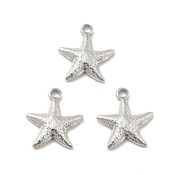 

PandaHall 304 Stainless Steel Pendants, Starfish Charms, Stainless Steel Color, 15.5x14x3mm, Hole: 1.8mm 304 Stainless Steel Starfish