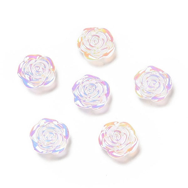 

PandaHall Opaque Acrylic Flower Cabochons, AB Color, Rose, Colorful, 11.5x12x4mm Acrylic Flower White