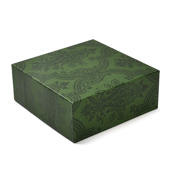 

PandaHall Square Flower Print Cardboard Bracelet Box, Jewelry Storage Case with Velvet Sponge Inside, for Bracelet, Olive Drab...