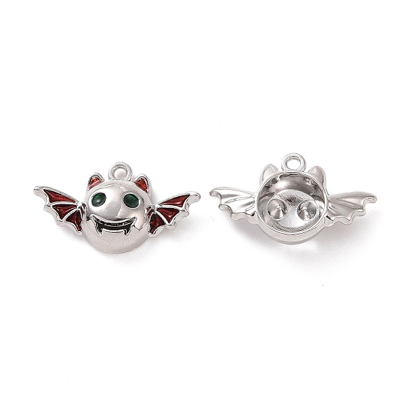 

PandaHall Rack Plating Alloy Enamel Pendants, Cadmium Free & Lead Free & Nickle Free, Bat Charm, Platinum, 14x24.5x6mm, Hole: 1.5mm..., Red