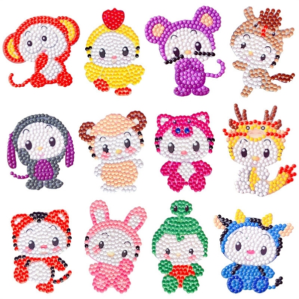 

PandaHall DIY Diamond Painting Sticker Kit, Including Resin Rhinestone Bag, Diamond Sticky Pen, Tray Plate and Glue Clay, 12 Chinese Zodiac...