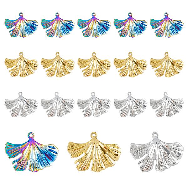 

PandaHall DICOSMETIC 18Pcs 3 Colors Ion Plating(IP) 304 Stainless Steel Pendants, Ginkgo Leaf Charm, Mixed Color, 22.5x30x2mm, Hole: 1.4mm...