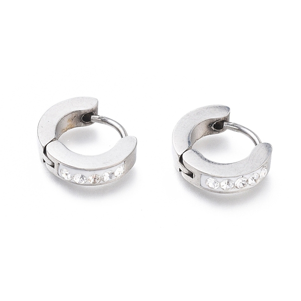 

PandaHall 304 Stainless Steel Huggie Hoop Earrings, with Polymer Clay Rhinestone, Ring, Stainless Steel Color, 10.5x12x3mm, Pin: 1mm...