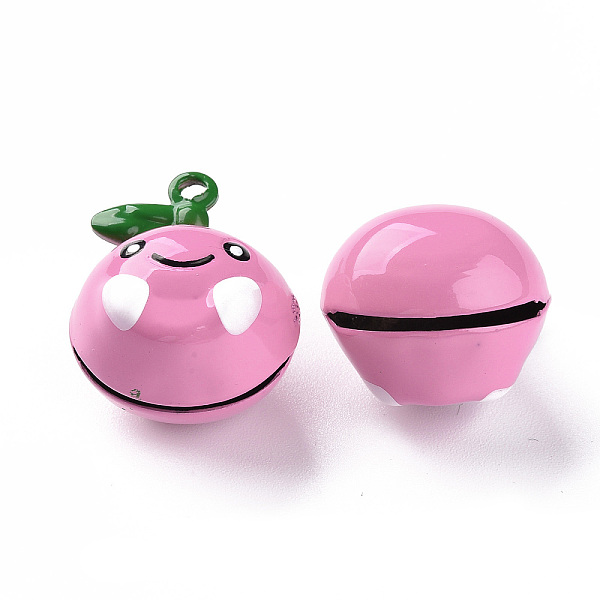 

PandaHall Baking Painted Brass Bell Pendants, Orange, Hot Pink, 24x19.5x16.5mm, Hole: 2mm Brass Fruit