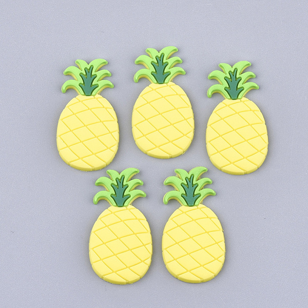 

PandaHall PVC Plastic Cabochons, Pineapple, Yellow, 35x18x3mm Plastic Fruit Yellow