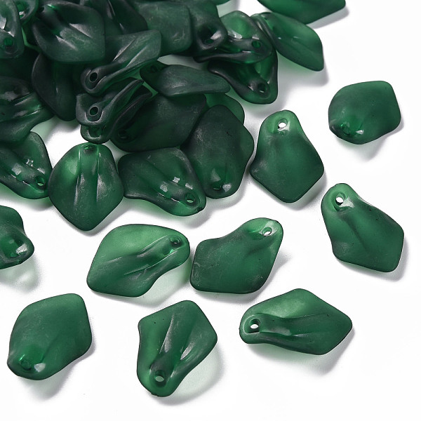 

PandaHall Transparent Frosted Acrylic Pendants, Petaline, Dark Green, 24x17x4mm, Hole: 1.8mm Acrylic Petaline