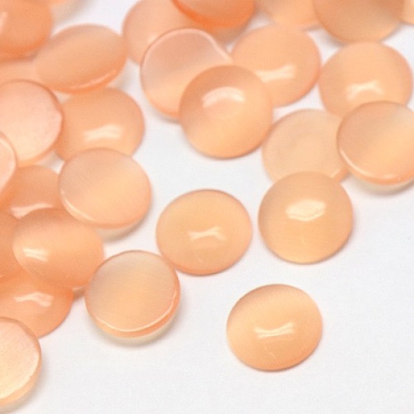 

PandaHall Cat Eye Cabochons, Half Round, Bisque, 6x2mm Glass Half Round Orange