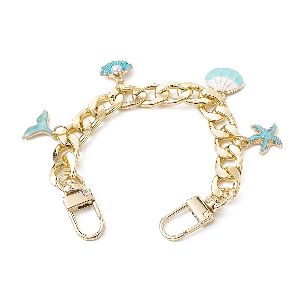 

PandaHall Aluminum Curb Chains Purse Straps, with Ocean Theme Alloy Enamel Charms, Light Gold, 20.2cm Aluminum