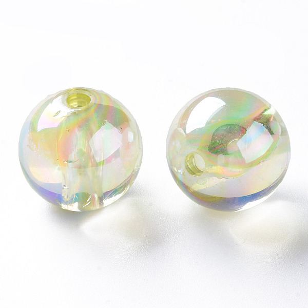 

PandaHall Transparent Acrylic Beads, AB Color Plated, Round, Light Yellow, 16x15mm, Hole: 2.8mm, about 220pcs/500g Acrylic Round