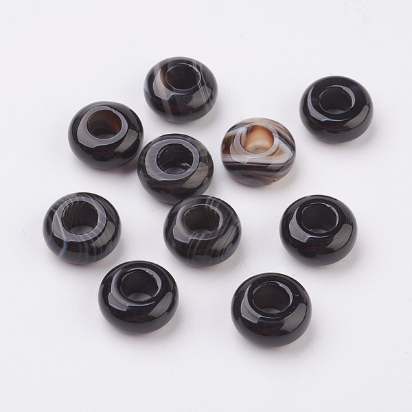 

PandaHall Natural Striped Agate/Banded Agate European Beads, Large Hole Beads, Rondelle, 12x6mm, Hole: 5mm Banded Agate Rondelle