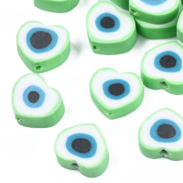 

PandaHall Handmade Polymer Clay Beads, Heart, Light Green, 8.5x9.5x4.5mm, Hole: 1.4mm Polymer Clay Heart