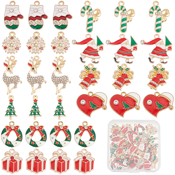 

PandaHall SUNNYCLUE 40Pcs 10 Style Alloy Enamel Pendants, with Crystal Rhinestone, Christmas, Cadmium Free & Lead Free, Light Gold..., Multicolor