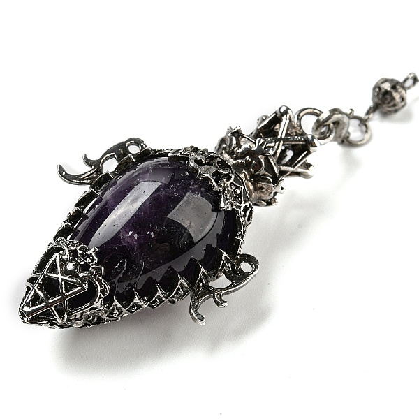 

PandaHall Natural Amethyst Dowsing Pendulum Big Pendants, with Rack Plating Antique Silver Alloy Findings, Lead Free & Cadmium Free...