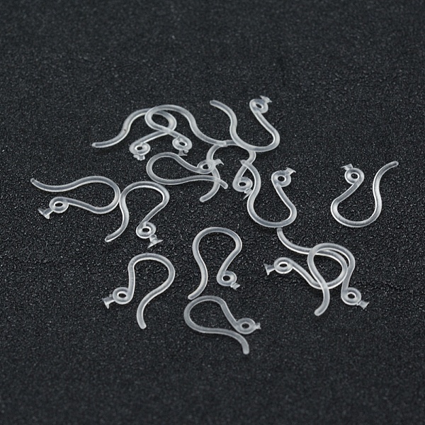 

PandaHall Eco-Friendly Plastic Earring Hooks, with Horizontal Loop, White, 10x13x0.8mm, Hole: 1mm, Pin: 0.5mm, about 100pcs/10g Plastic...